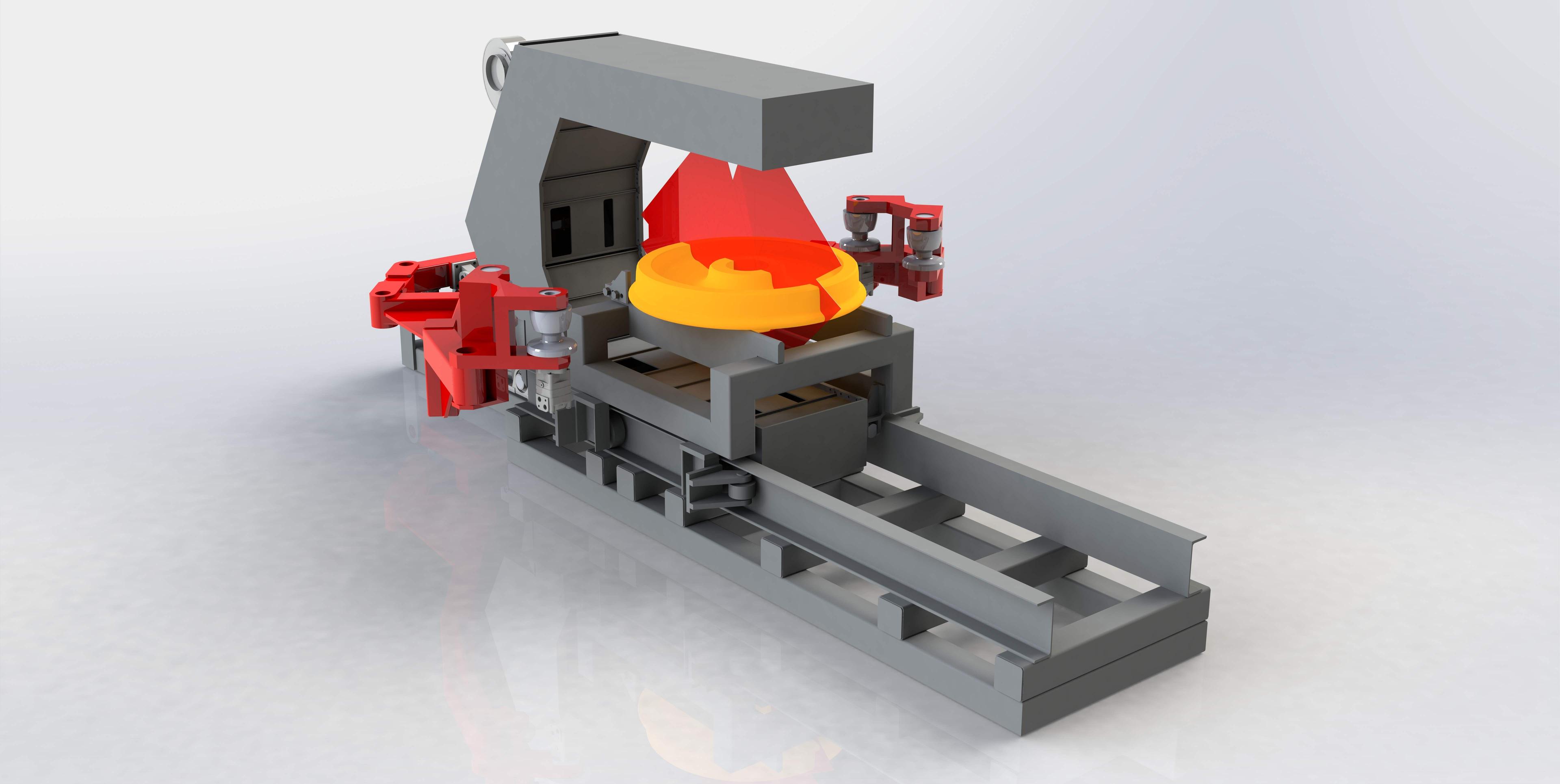 Hot railway wheel geometry control system